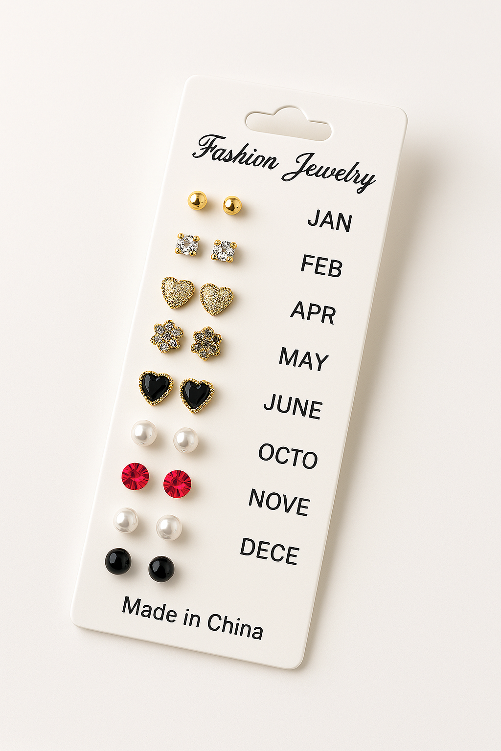 12 Pair Mixed Style Stud Earrings Set for Women – Golden Copper & Cubic Zirconia