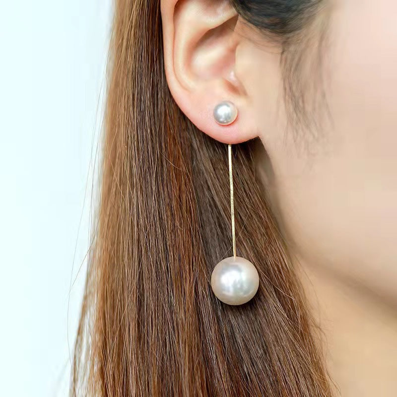AWJ-157 Elegant Pearl Hanging Korean Earrings – Stylish, Lightweight & Trendy Fashion Jewelry for Women Golden