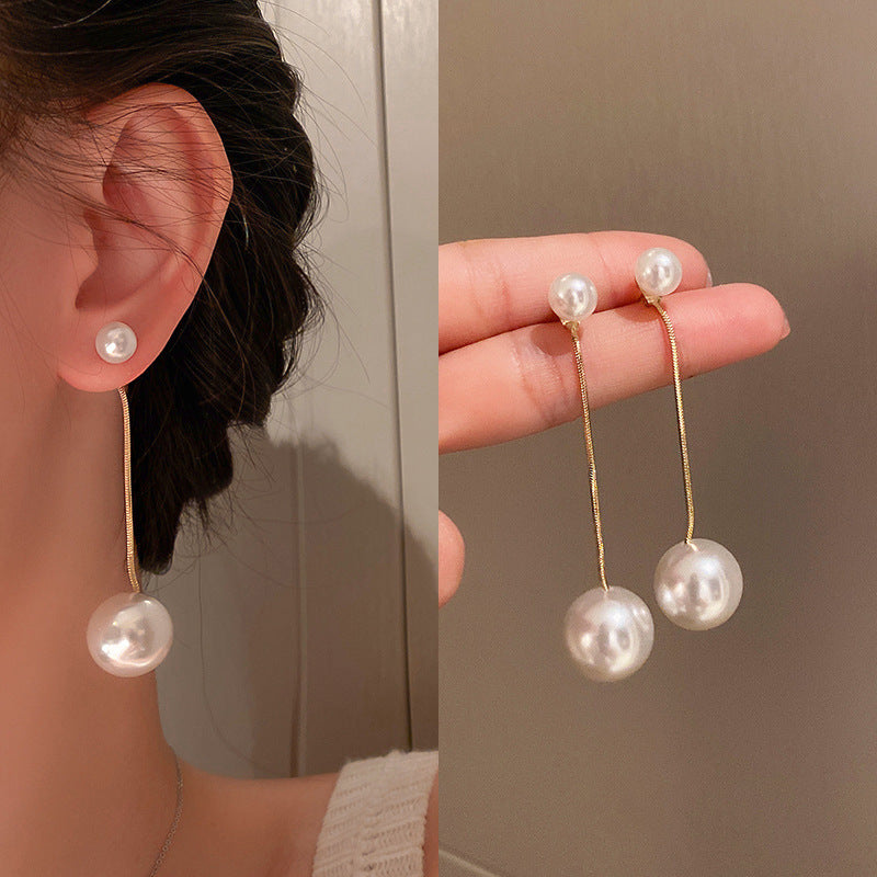AWJ-157 Elegant Pearl Hanging Korean Earrings – Stylish, Lightweight & Trendy Fashion Jewelry for Women Golden